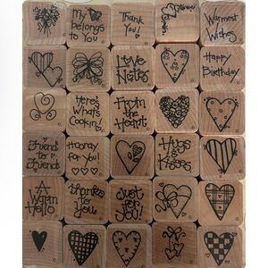 D.O.T.S. “Seasons of the Heart Set” Wooden Rubber Stamp Set